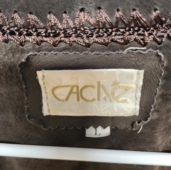 Vintage 1970's Suede jacket with embellished embroidery, by Cache sz L - Picture 2 of 10